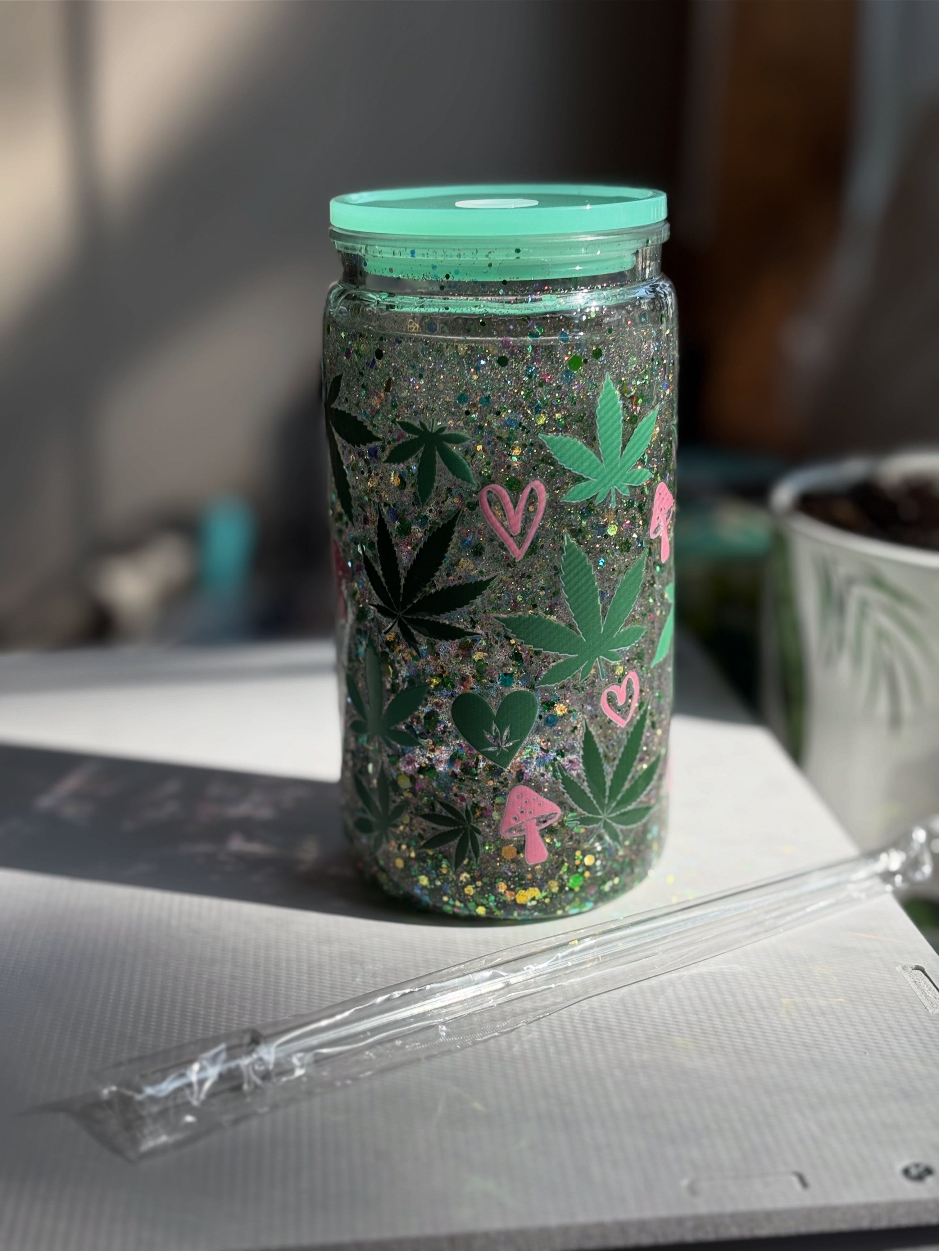 16oz Acrylic Cannabis Hearts