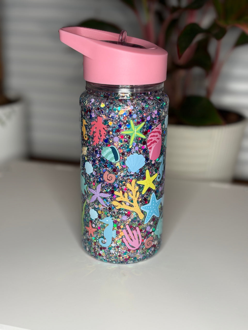 10oz Acrylic Kids Water Bottle Pink/Sea