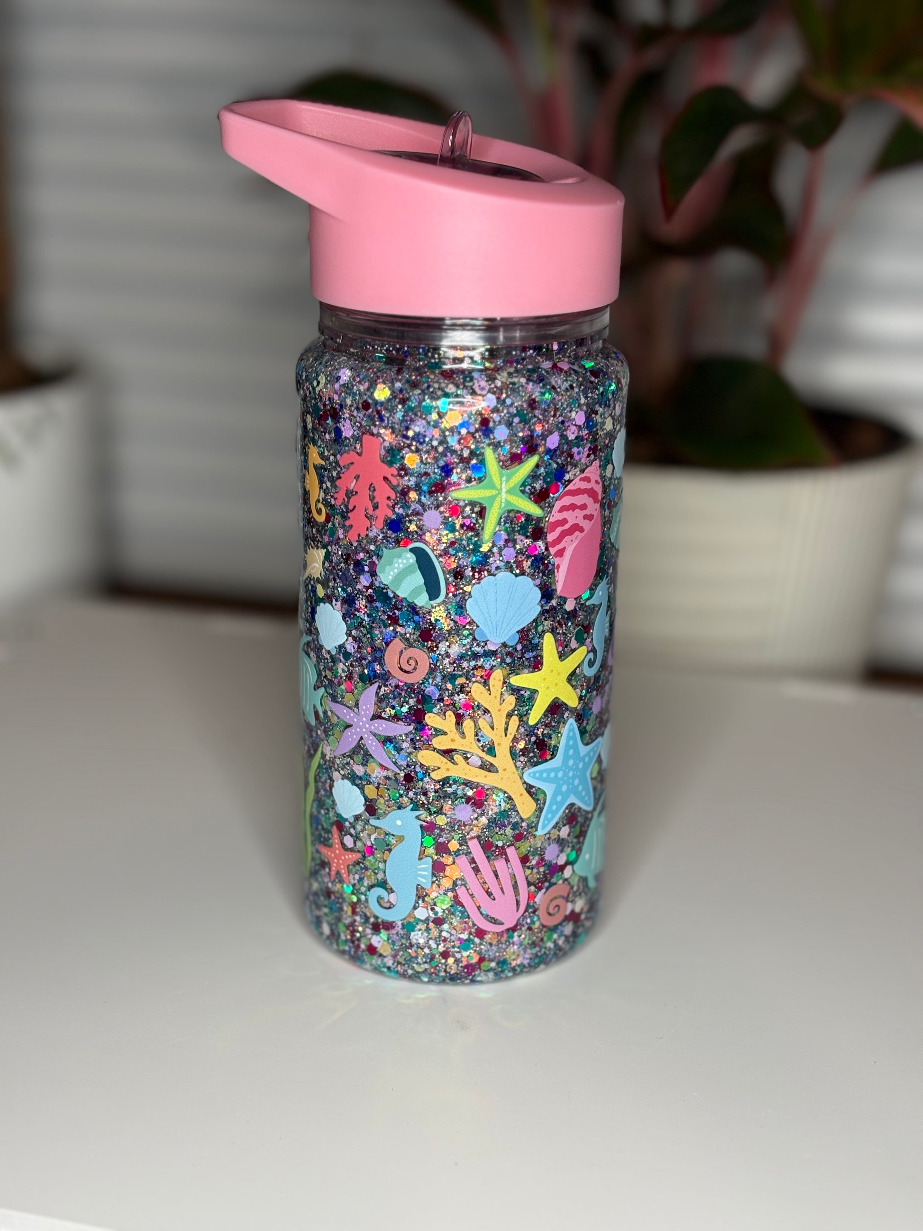 10oz Acrylic Kids Water Bottle Pink/Sea