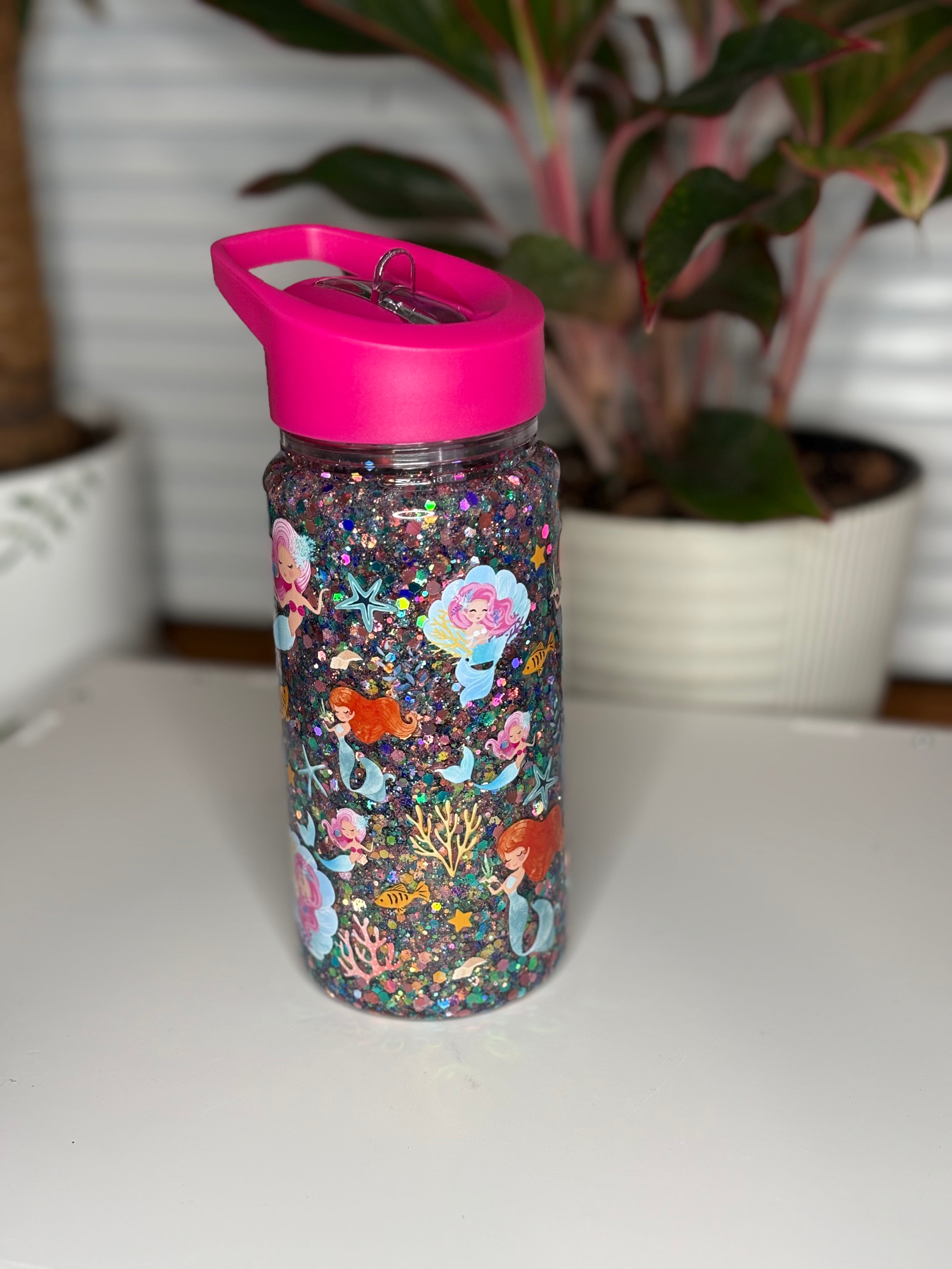 10oz Acrylic Kids Water Bottle Pink/Mermaid