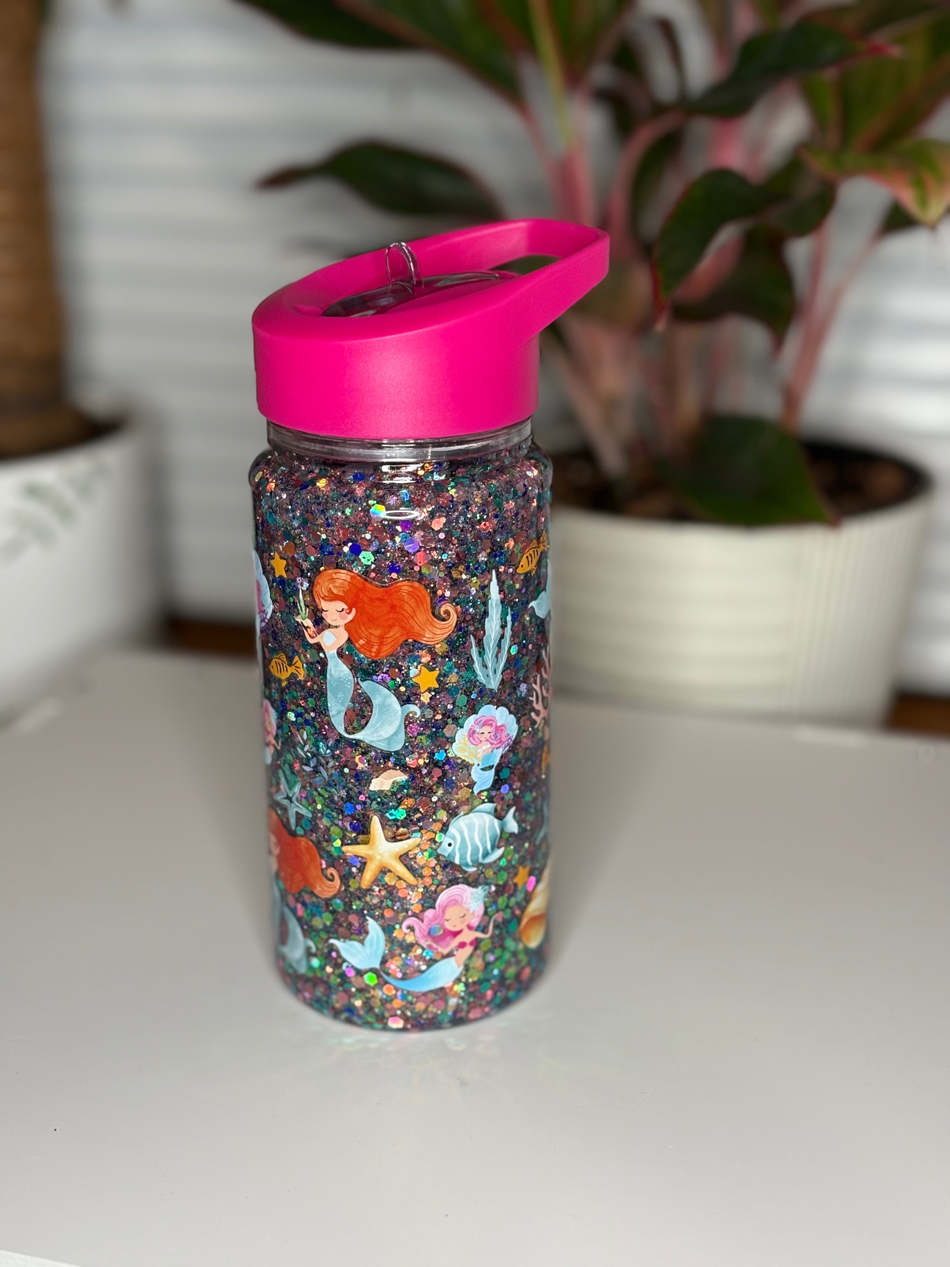 10oz Acrylic Kids Water Bottle Pink/Mermaid