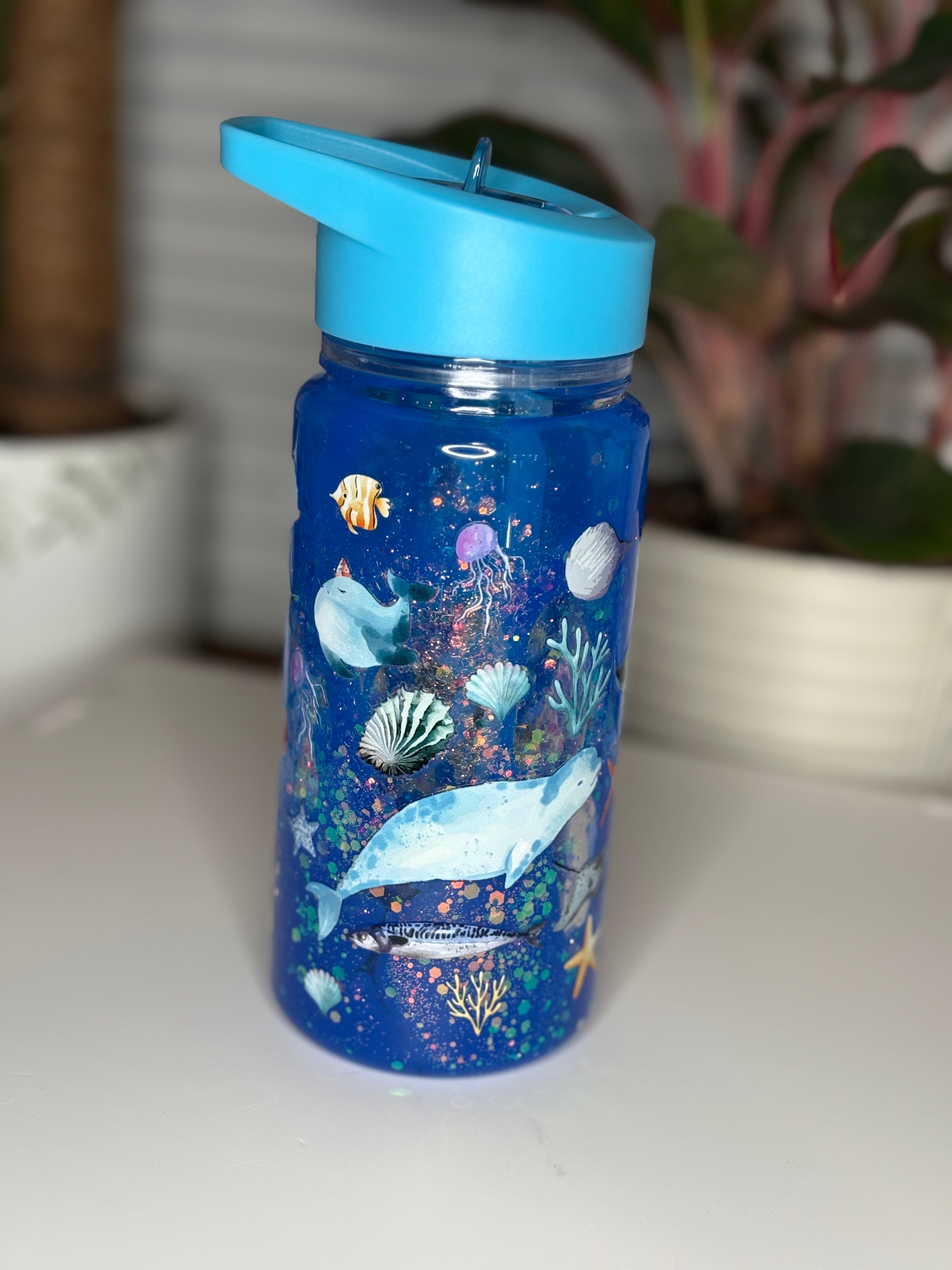 10oz Acrylic Kids Water Bottle Blue/Ocean