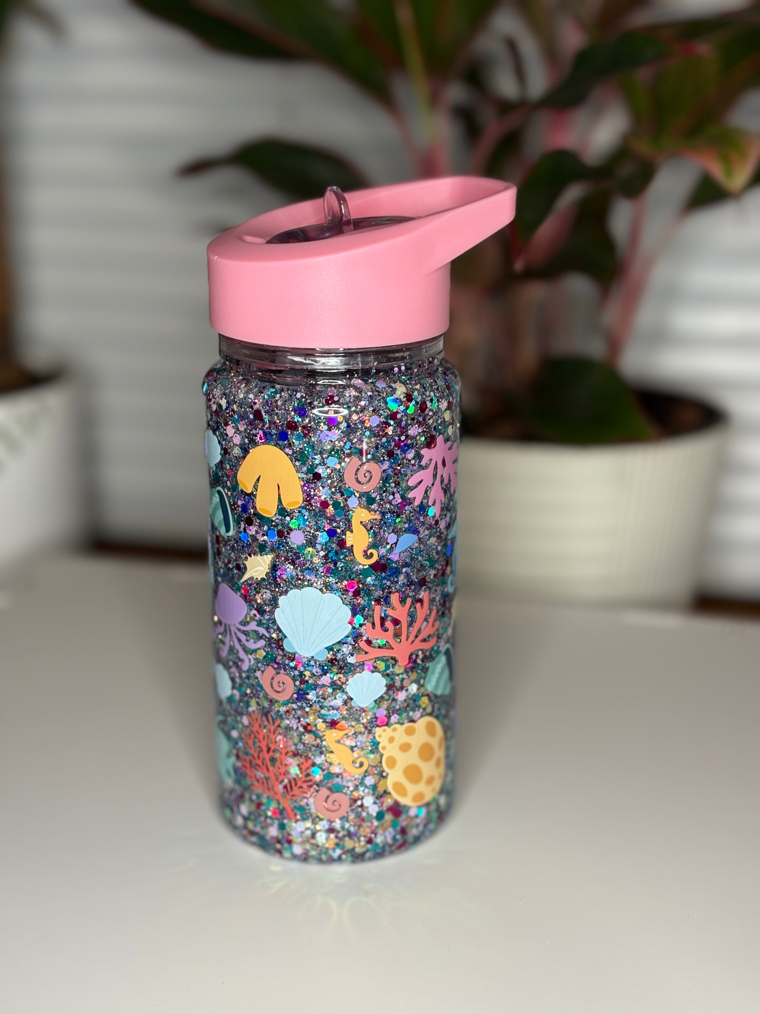 10oz Acrylic Kids Water Bottle Pink/Sea