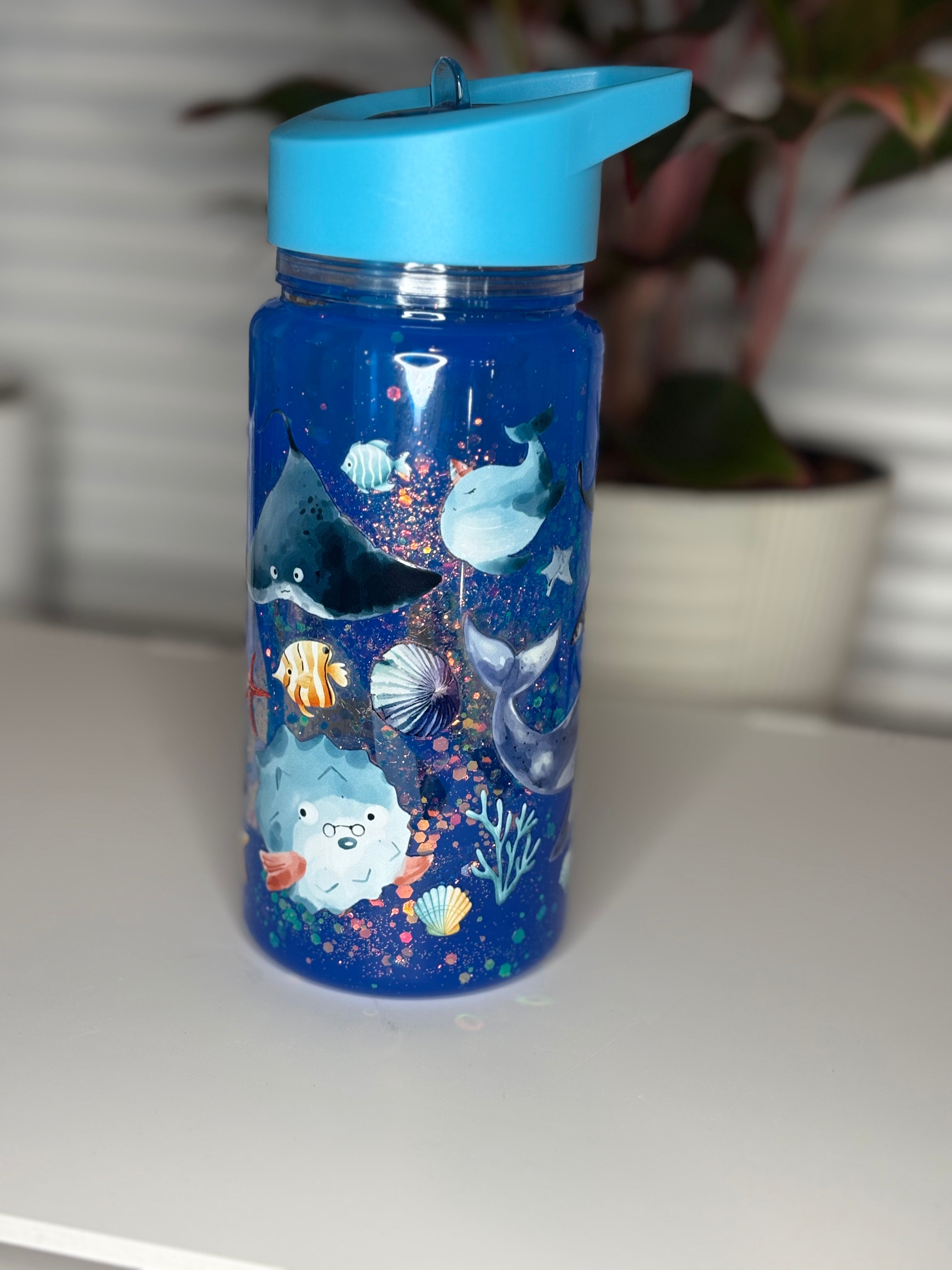 10oz Acrylic Kids Water Bottle Blue/Ocean