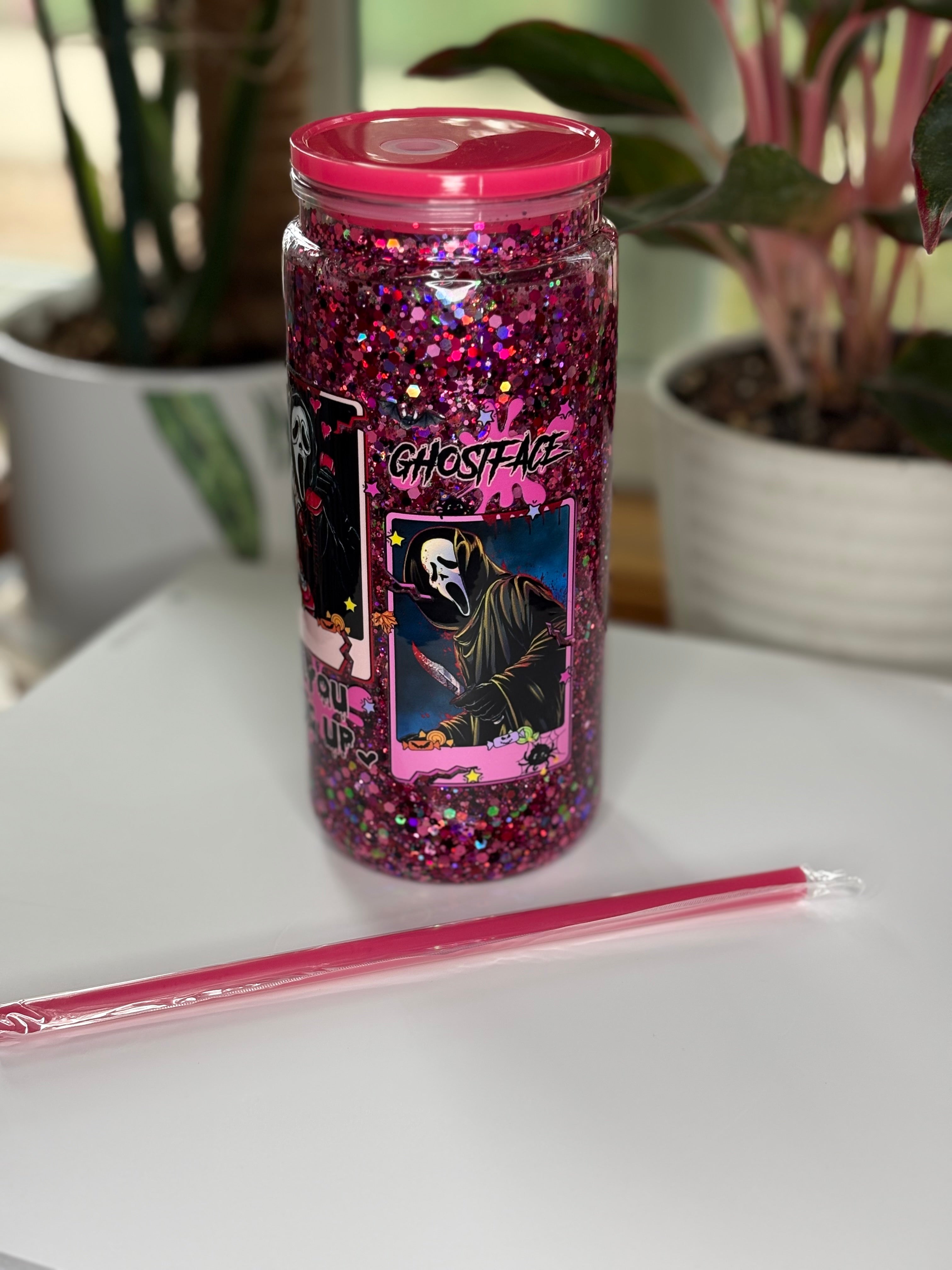 20oz Acrylic Pink GhostFace