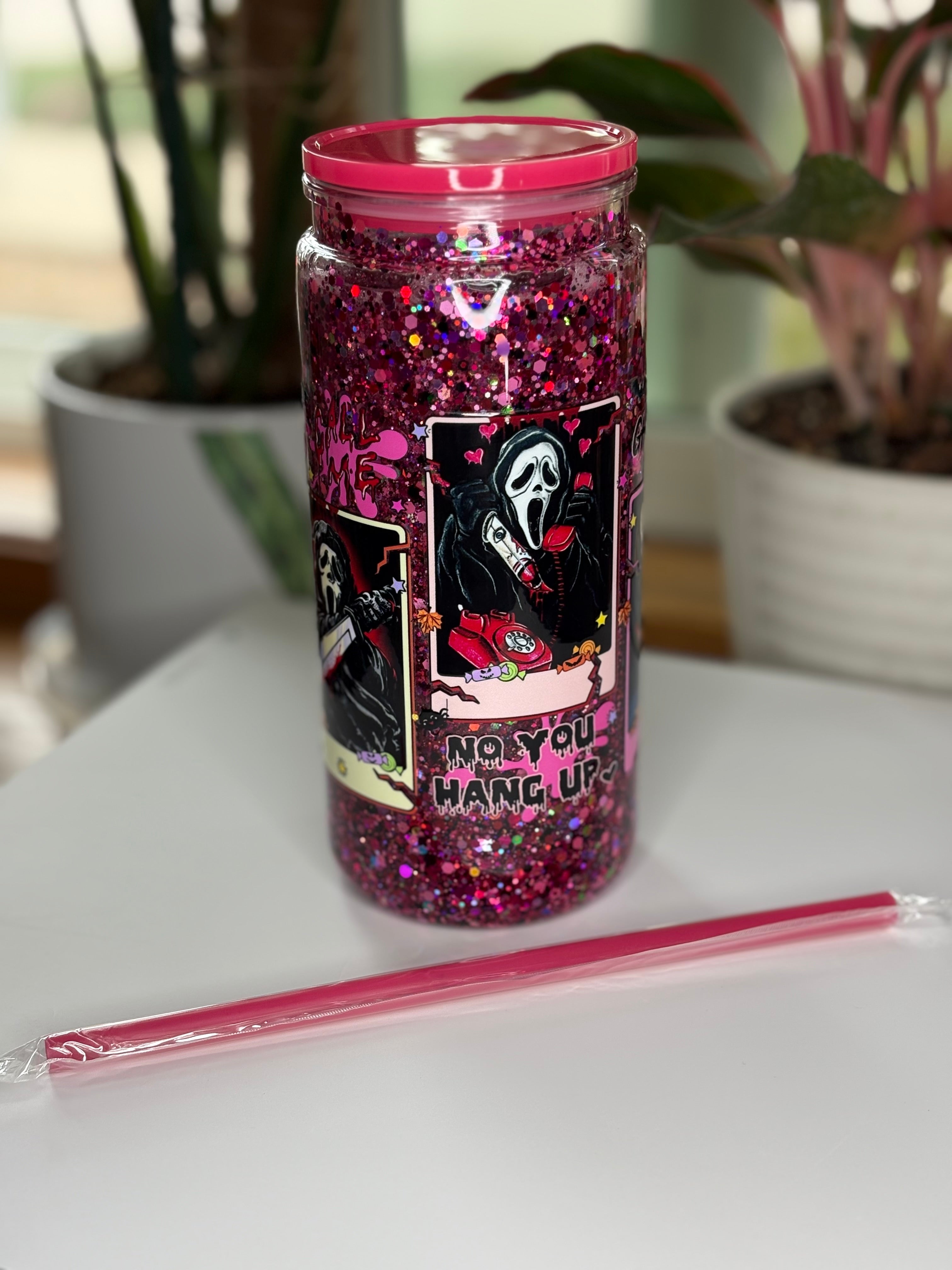 20oz Acrylic Pink GhostFace