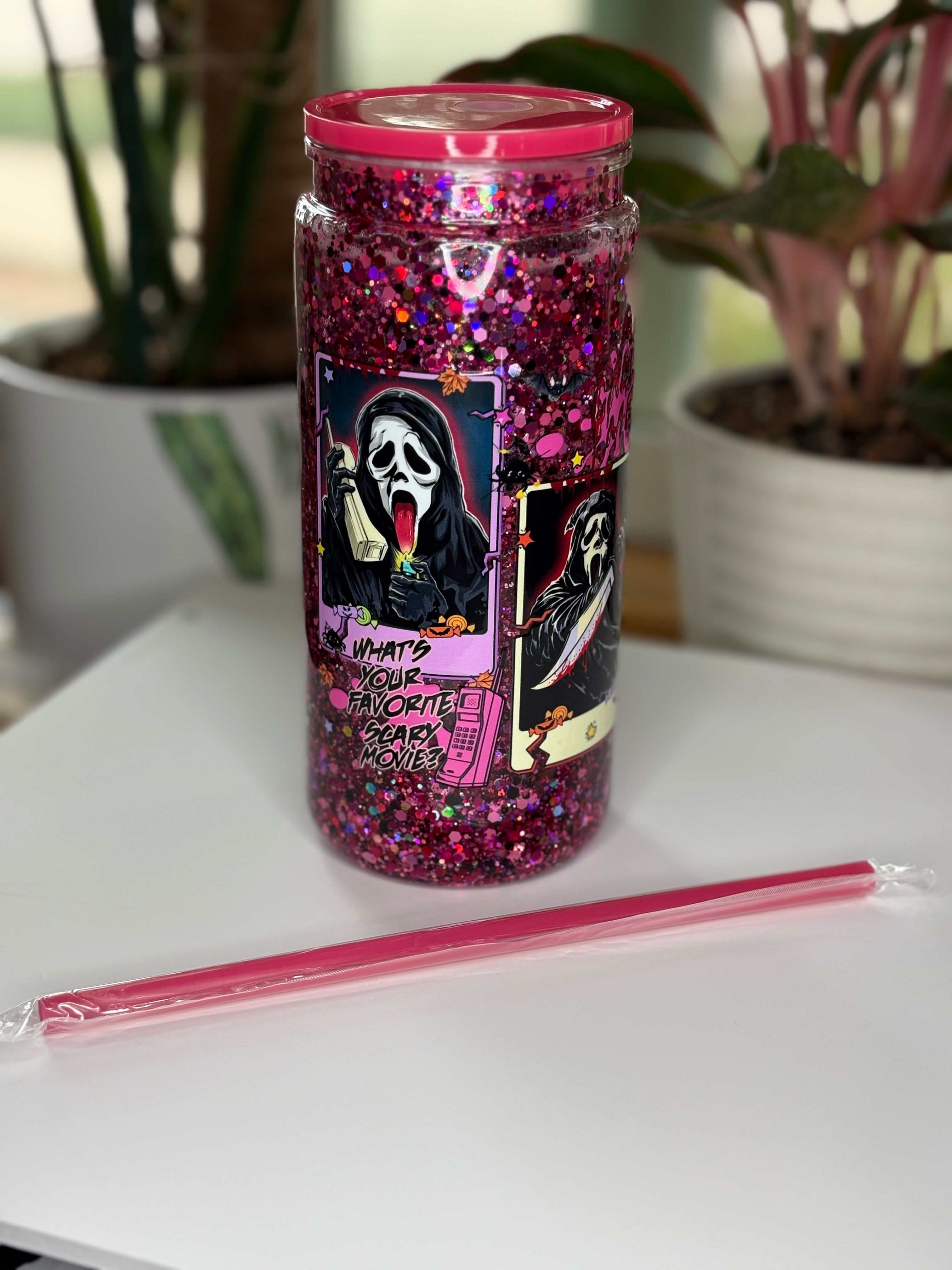 20oz Acrylic Pink GhostFace