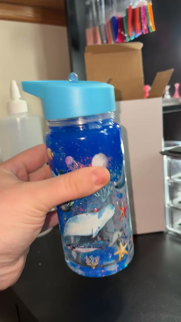 10oz Acrylic Kids Water Bottle Blue/Ocean