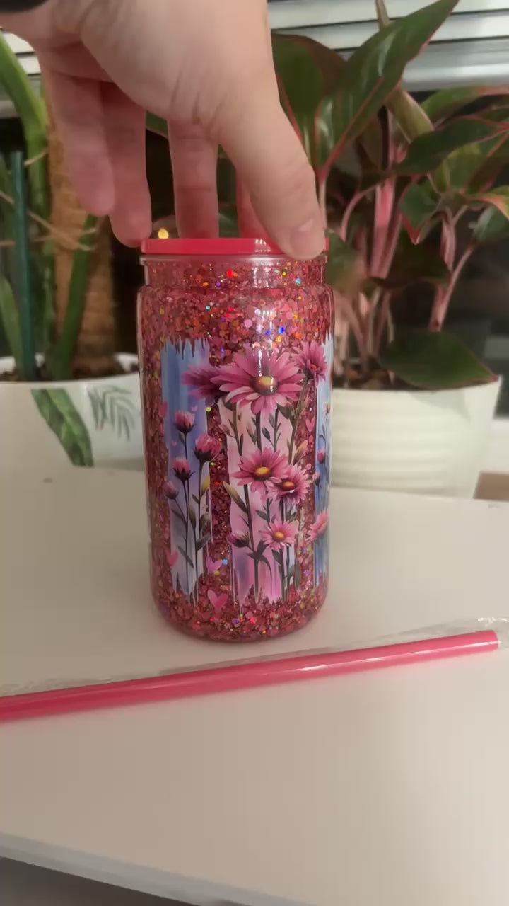 16oz Acrylic Highland Cow Hot Pink